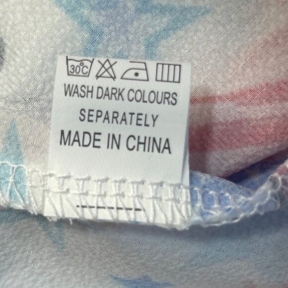 Roshop Patriotic Shirt Blouse Womens XL White Red Blue New Butterfly Flags - Picture 7 of 10